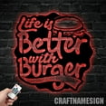 thumbnail image 2 of Craftnamesign Burger Shop Metal Wall Art with LED Lights, Life Is Better With Burger Metal Sign, 2 of 5