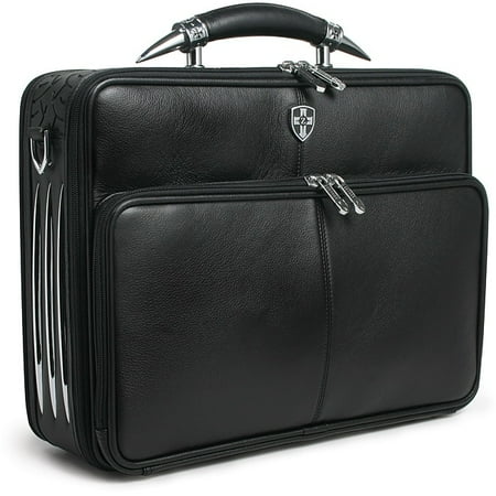 Lightweight Top Zip Briefcase - Zeyner Leather Bullhorn Top-Zip 17-inch Laptop Briefcase