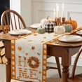 thumbnail image 4 of Fall Table Runner Thanksgiving Sunflower Pumpkin Wreath Table Runners Orange Maple Leaf Home Cotton Linen Dresser Scarf Kitchen Dining Table Decor for Fall Holiday Party Decor 13x72 Inch, 4 of 9