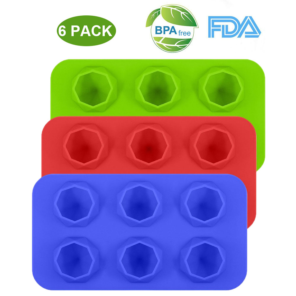 6 Packs Ice Cube Trays Silicone Set Make 6 Large Ice Cube Flexible Ice