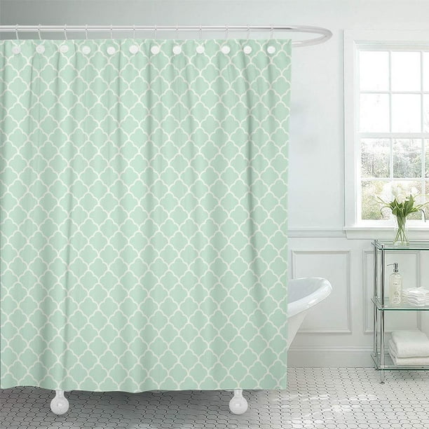 ATABIE Cool Seafoam Green Moroccan Quatrefoil Cute Girly Retro Shower