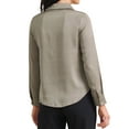 thumbnail image 3 of INSPIRE CHIC Women's Satin Work Blouse Collar V Neck Long Sleeve Office Dressy Shirt Top M Dark Khaki, 3 of 6