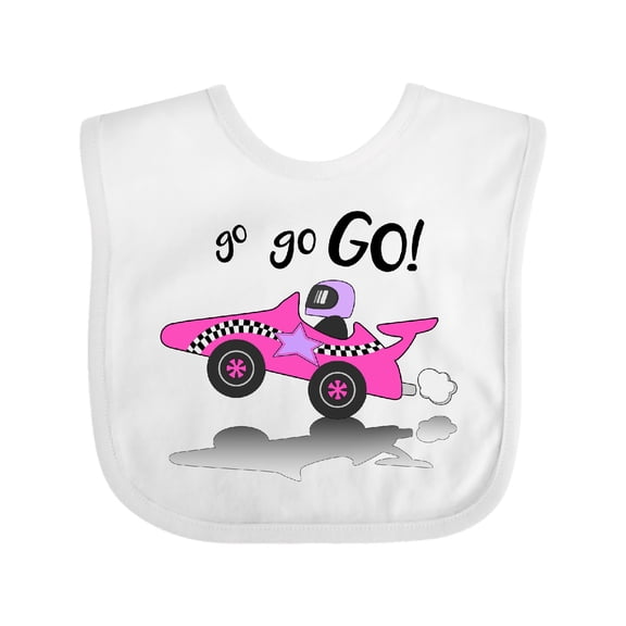 Inktastic Go Go Go Pink Racing Car Boys or Girls Baby Bib