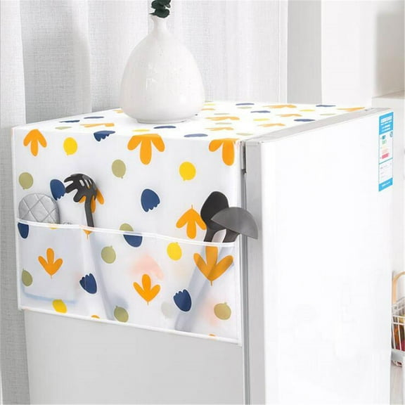 Rvkxad Refrigerator Cover, Thick Soft Breathable PEVA Fabric Kitchen Storage Organizer, Multi-Purpose Dirtyproof Range Cabinet Decor with Pockets for Home Use