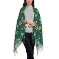 thumbnail image 2 of Sikiie Green Background With Ho Shawl Wraps Big Scarf Tassel Fall Winter Thick Scarf Warm Shawl Women Fall Gifts, 2 of 8