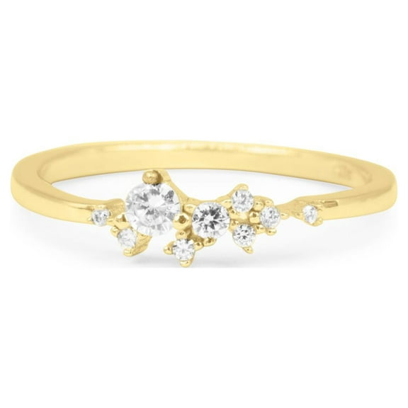JeenMata 0.15 Carat Round Brilliant Real Diamond Cluster Fashion Ring in 10k Yellow Gold