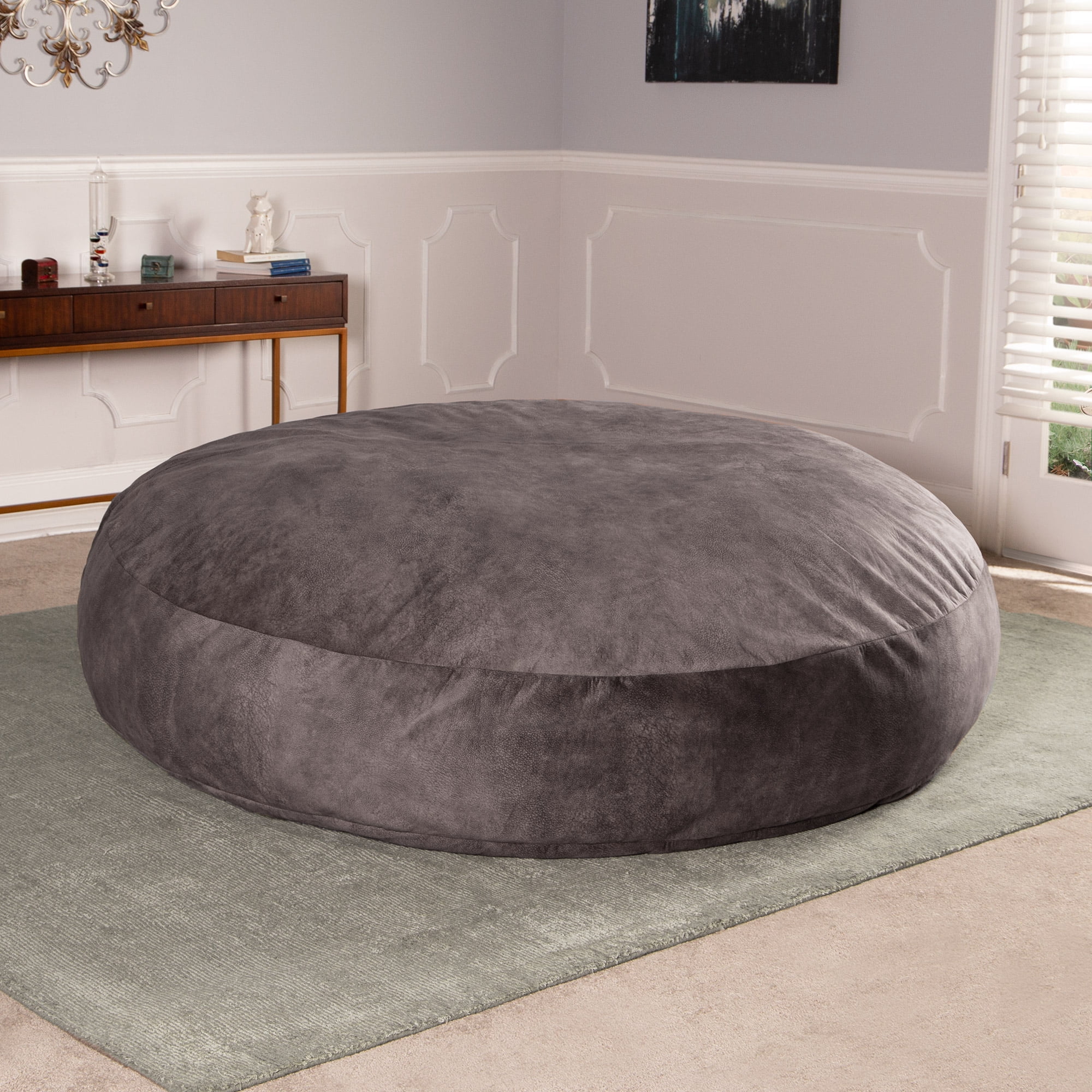 Jaxx 6 Foot Cocoon - Premium Giant Bean Bag for Adults - Padded Microvelvet, Pewter