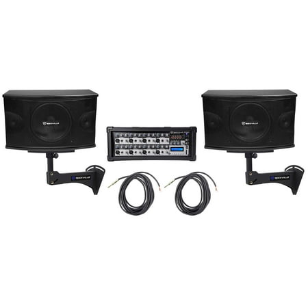 Pair Rockville KPS10 10 1200w Wall Speakers+Amplifier For Restaurant/Bar/Cafe