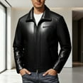 thumbnail image 2 of Men's Casual Leather Jacket Lapel Design Stylish Versatile Outerwear For Everyday Wear, 2 of 9