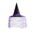thumbnail image 4 of Women Adult Witch Hat with Spider Web Tulle & Rhinestone Decor, Pointed Witch Costume Hat, Elegant Halloween Dress Up Accessory for Cosplay, Trick or Treat and Photo Shoots, 4 of 7