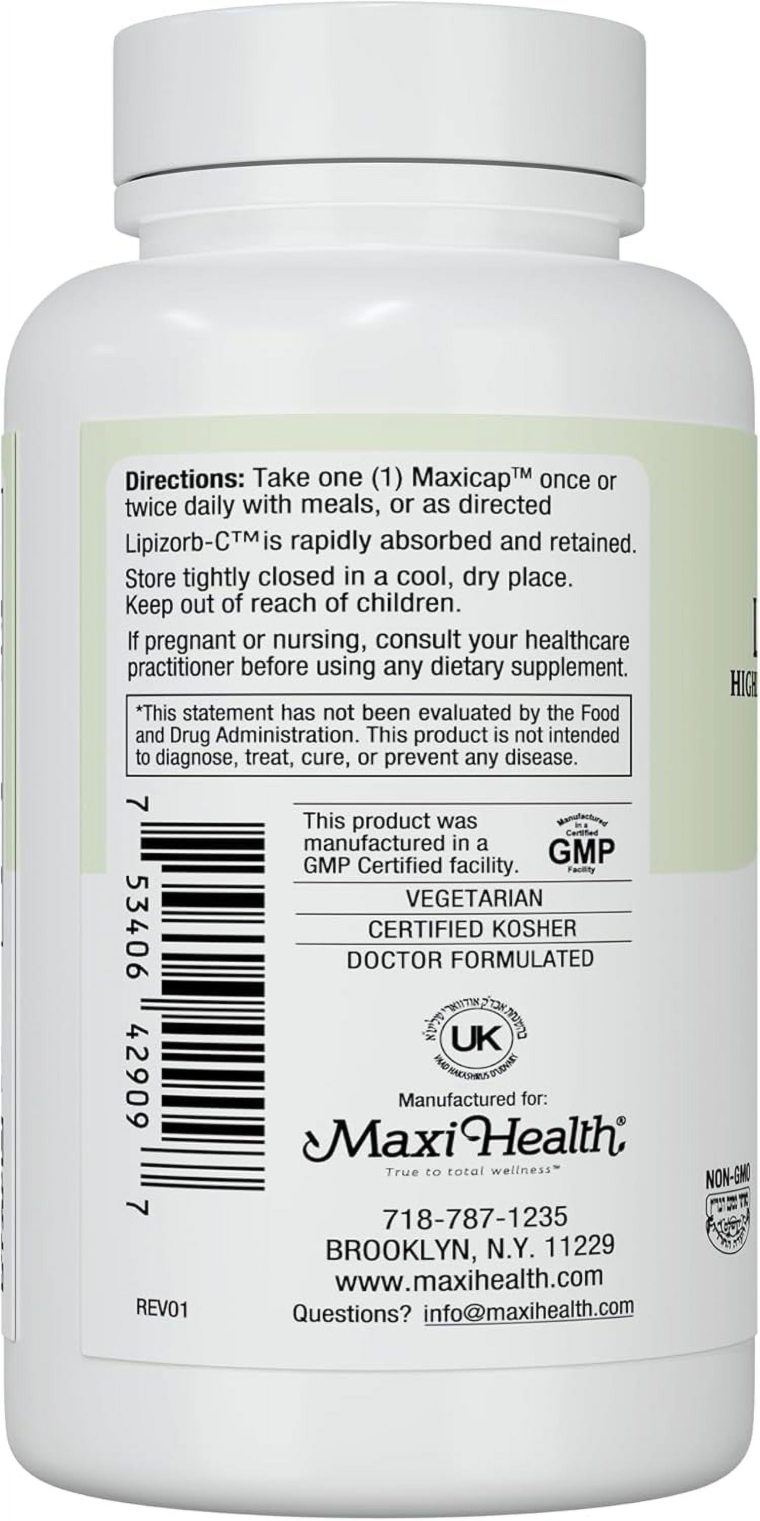 Maxi Health Liposomal Vitamin C Supplement – Immune Support – 500mg Buffered – 90 Vegetarian Capsules – 1 pack