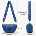 thumbnail image 6 of Bum Bag for Women Travel Purse Crossbody Bags with Adjustable Strap, Crescent Bag Shoulder Handbag Sling Chest Bag Fanny Pack for Ladies, PU Leather, Blue, 6 of 8