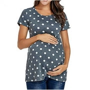Pisexur Womens Maternity Short Sleeve Dot Print T Shirt Tops Pregnant Nursing Tops
