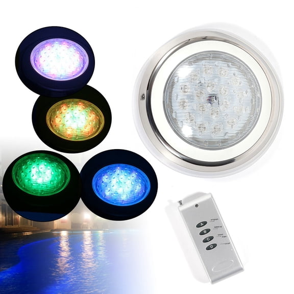 12V 54W RGB Underwater Light LED Swimming Pool Light Spa Lamp Stainless Remote for Gymnasiums