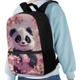thumbnail image 4 of Uourmeti Panda Cherry Blossom Lightweight School Travel Bag for Daily Use Shopping, Personalized Side Mesh Pockets Daypack Durable School Bag, 4 of 6