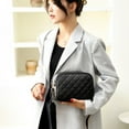 thumbnail image 4 of Genuine Leather Crossbody Bag Rhombic Lattice Commute Bags Double Layer for Work, 4 of 9