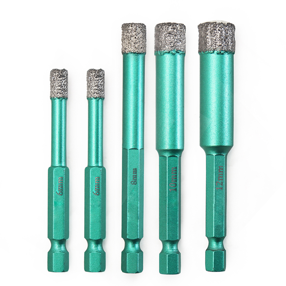 Dry Diamond Drill Bit Set,6/6/8/10/12mm Granite Bit Tile Drill Bits