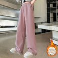 thumbnail image 2 of Otqutp Fleece Lined Sweatpants for Girls Elastic High Waist Wide Leg Baggy Joggers Pants Winter Casual Athletic Pants, 2 of 7