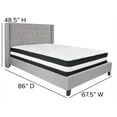 thumbnail image 3 of Flash Furniture Riverdale Queen Size Tufted Upholstered Platform Bed in Light Gray Fabric with Pocket Spring Mattress, 3 of 7