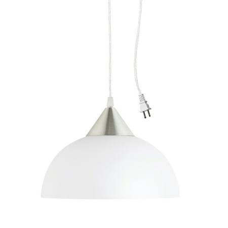 Globe Electric Amaris 1-Light White Plug-In Pendant, (Best Pendant Lights For White Kitchen)