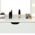 thumbnail image 4 of GOGRANT Vanity Desk with Mirror and Lights, 35.4" Makeup Vanity with 4 Drawers, 3 Open Shelves, Power Outlets & 3 Lighting Colors, Small Makeup Dressing Table for Bedroom, 4 of 6