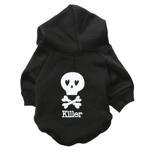 Ropa para mascotas Halloween polar esqueleto negro camiseta con capucha para mascotas MFZFUKR CPB-US-FXT542-3