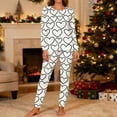 thumbnail image 2 of LYEAA Valentines Pajamas for Couples Heart Print Crewneck Long Sleeve Top and Pant Sleepwear Holiday Loungewear with Pocket, 2 of 8