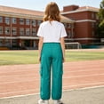 thumbnail image 6 of Dpytoraw Girls Solid Utility Cargo Pants Drawstring Elastic Waist Lightweight Trousers Green Size 11-12 Years, 6 of 7