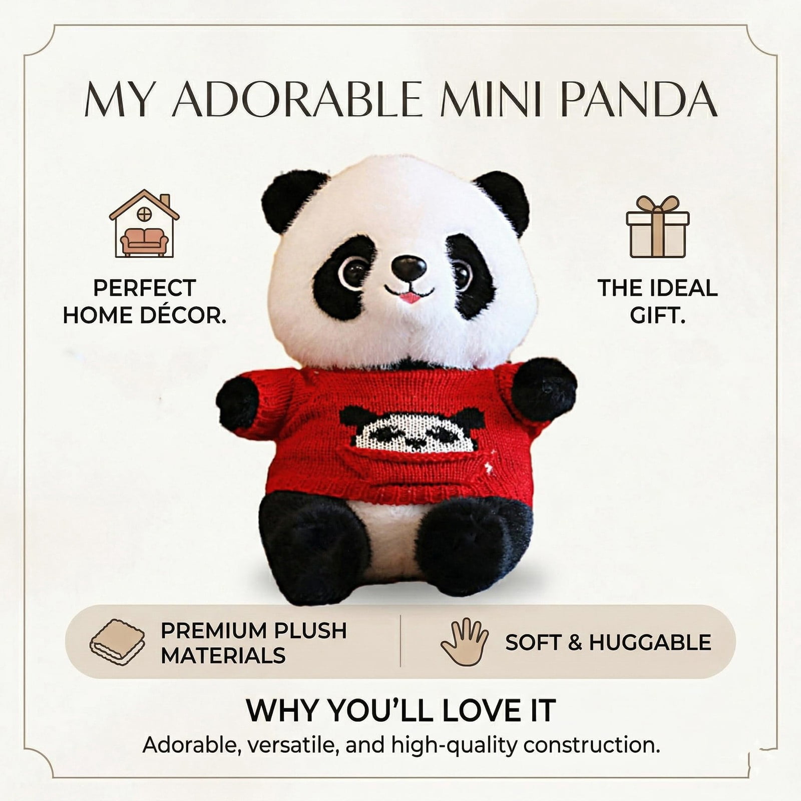 RUIG 9.8 Inch Panda Stuffed Animal Plush Toys for Kids, Cute Panda Plush Toys, Soft Bear Stuffed Animals for Easter Basket Stuffers, Valentines Day Gifts, Kawaii Bear Plushies