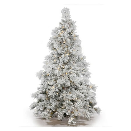 6.5 Christmas Tree With Lights Vickerman Pre-Lit 6.5' Flocked Alberta Artificial Christmas Tree with Cone, Dura-Lit, Clear Lights ()