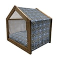 thumbnail image 2 of Moroccan Pet House, Bohemian Eastern Pattern with Interlacing Lines Historical Roman Influences, Outdoor & Indoor Portable Dog Kennel with Pillow and Cover, 5 Sizes, Royal Blue, by Ambesonne, 2 of 5
