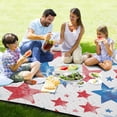 thumbnail image 4 of Blue Red Stars Beach Blanket Outdoor Picnic Blanket 78"x 78" Waterproof Foldable for Beach Camping Travel Hiking Grass Lawn Park, 4 of 5