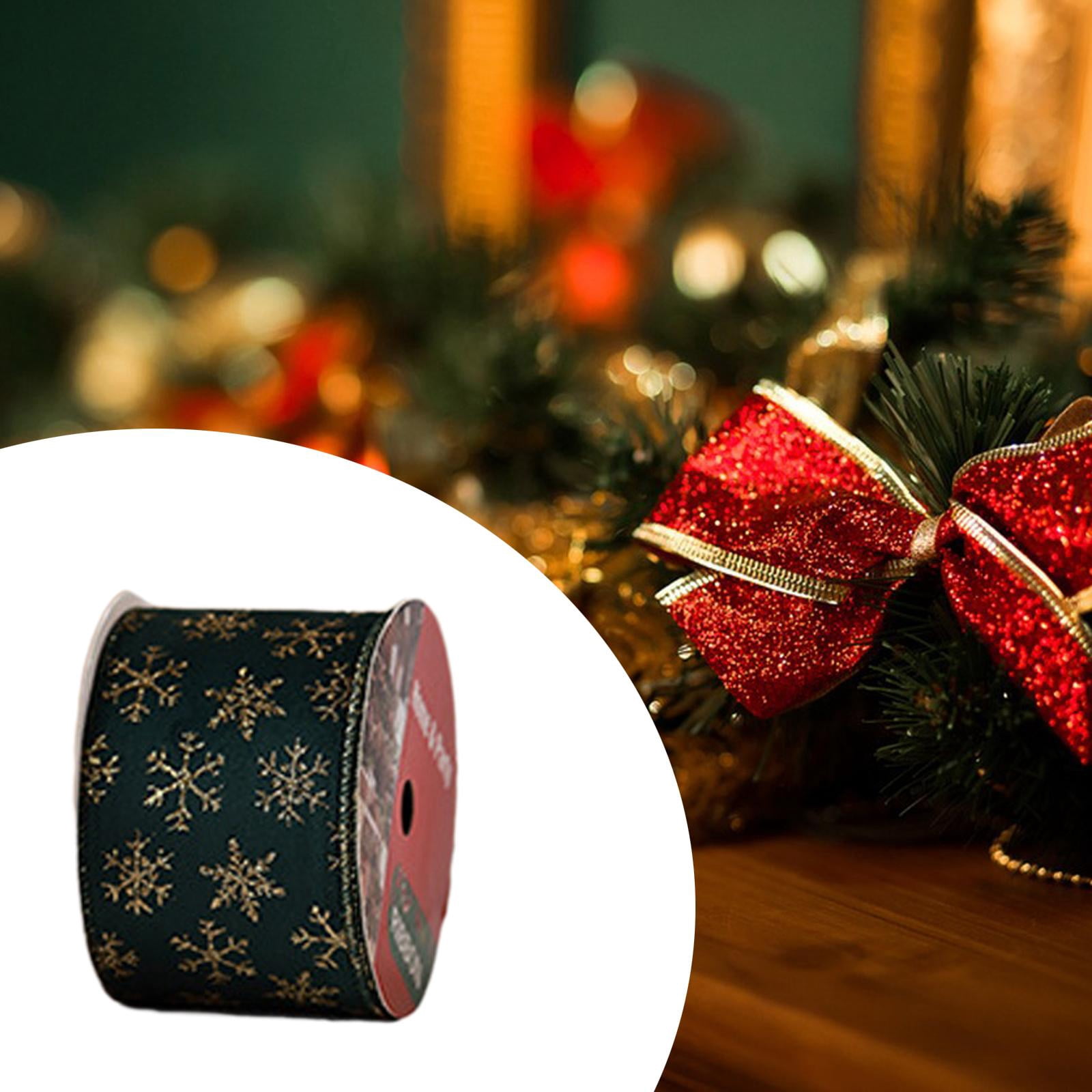 Sharprepublic Christmas Ribbon Decorative Ribbon for Handmade Crafts Gift Wrapping Bouquet Green B
