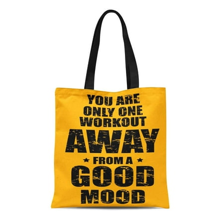 - ASHLEIGH Canvas Tote Bag Text Motivation Gym Inspiring Workout Message Sport Good Mood Reusable Handbag Shoulder Grocery Shopping Bags