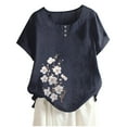 thumbnail image 2 of XWSHYW Womens Tops Oversized T Shirts Oversized Tops Crew Neck Short Sleeve Casual Loose Basic Tee Shirt Comfort Loose Fit Floral Print Dressy Casual Shirts Casual Tunic Blouses, 2 of 4