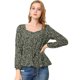 thumbnail image 1 of Blusa Floral Allegra K Manga Larga Cuello Cuadrado Peplum Mujer Cinturón Negro S, 1 of 6