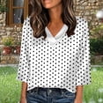 thumbnail image 2 of YanHoo Womens 3/4 Length Sleeve Tunic Tops Swiss Dot Printed Casual V Neck Shirts Loose Fit Basic Tees Business Work Blouses Spring Summer 2026 White,XXXXL, 2 of 6