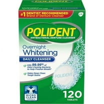 120 Tablets Polident Overnight Whitening Antibacterial Denture Cleanser
