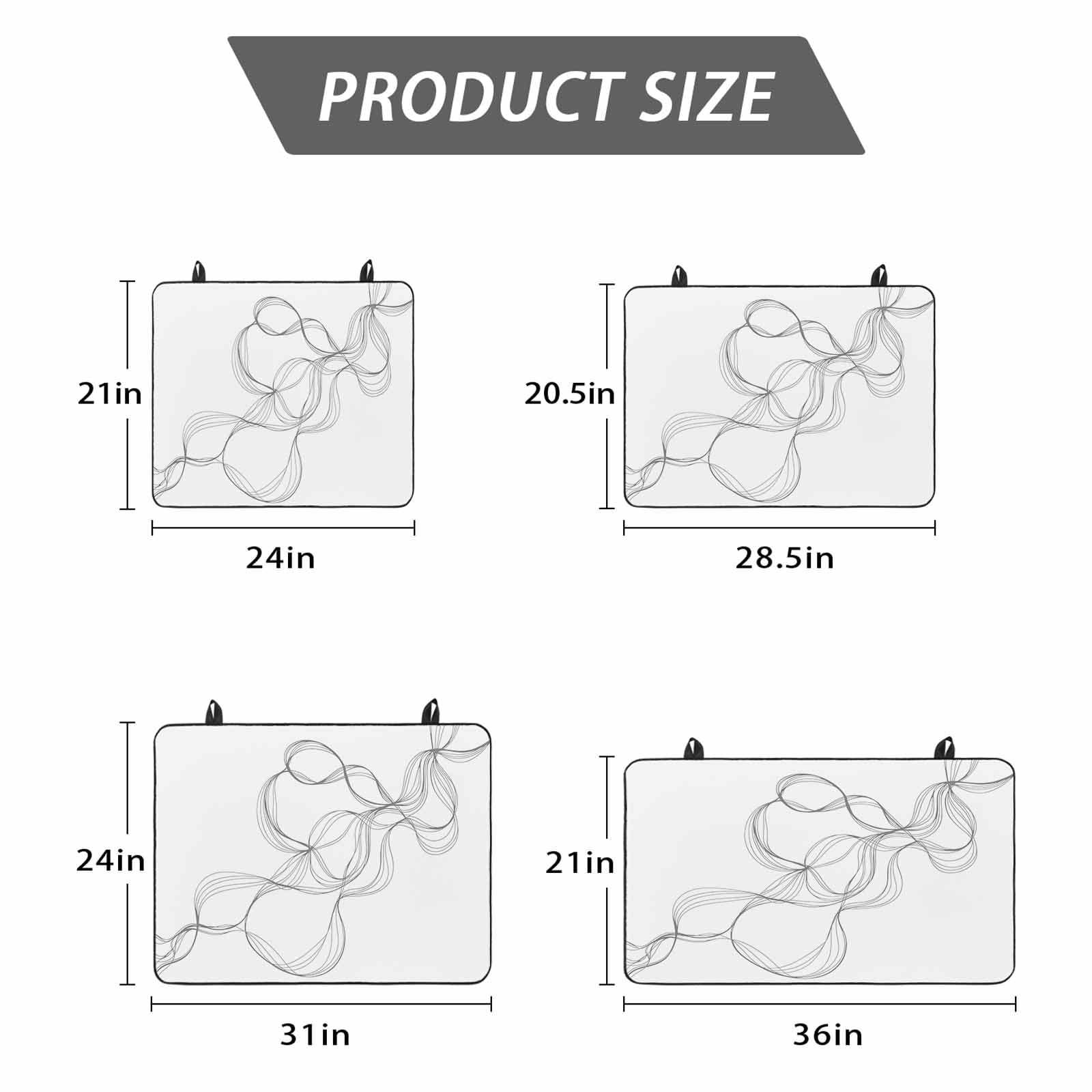 Modern White Stove Top Cover for Electric Stove, Heat-proof & Non Slip Glass Top Stove Cover Protector, Minimalist Abstract Ribbon A Sketch Rt Kitchen Flat Cooktop Rubber Mat 24x21 Inches