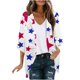 thumbnail image 2 of Cárdigan de mujer Cárdigan con estampado del Día de la Independencia Primavera y verano Abrigo estampado de manga larga para mujer, 2 of 5