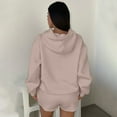 thumbnail image 5 of AHTJRT Women's 2 Pieces Matching Lounge Set Long Sleeve Hoodie and Shorts Sweatsuit Cozy Casual Beach Travel Tracksuit Set Khaki M, 5 of 5