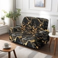 thumbnail image 7 of TSOVTHRID Black Golden Marble Texture Print Loveseat Sofa Cover for 2 Seat Sofa Recliner Loveseat Cover 6-Piece Stretch Couch Cover Washable Furniture Protector for Dog Pet, 7 of 7