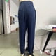 thumbnail image 5 of Pantalones Anchos Pantalones holgados para mujer Pantalones básicos con cordón Cintura elástica Color sólido Traje diario Cgtredaw Azul Marino L para Mujer, 5 of 8