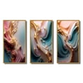 thumbnail image 2 of Designart "Exquisite Wave Symphony Liquid Gold and Pink IV" Abstract Shapes Framed Wall Art Set Of 3 - Gold Transitional Frame Canvas Set For Living Room Decor, 2 of 6
