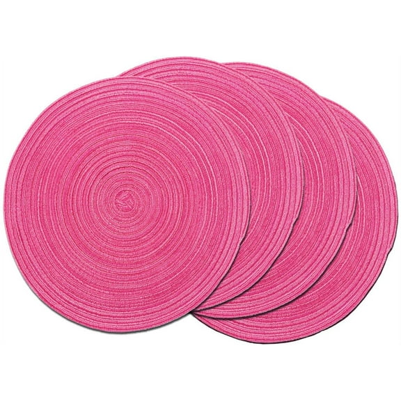 Cterwk 4 Pack Round Placemats 15" Woven Washable Table Mat Non Slip Place Mats for Dining Table