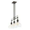 thumbnail image 2 of JONATHAN Y Marlowe 32.5" 3-Light Farmhouse Industrial Iron/Glass Linear LED Pendant, Oil Rubbed Bronze/Clear, 2 of 11