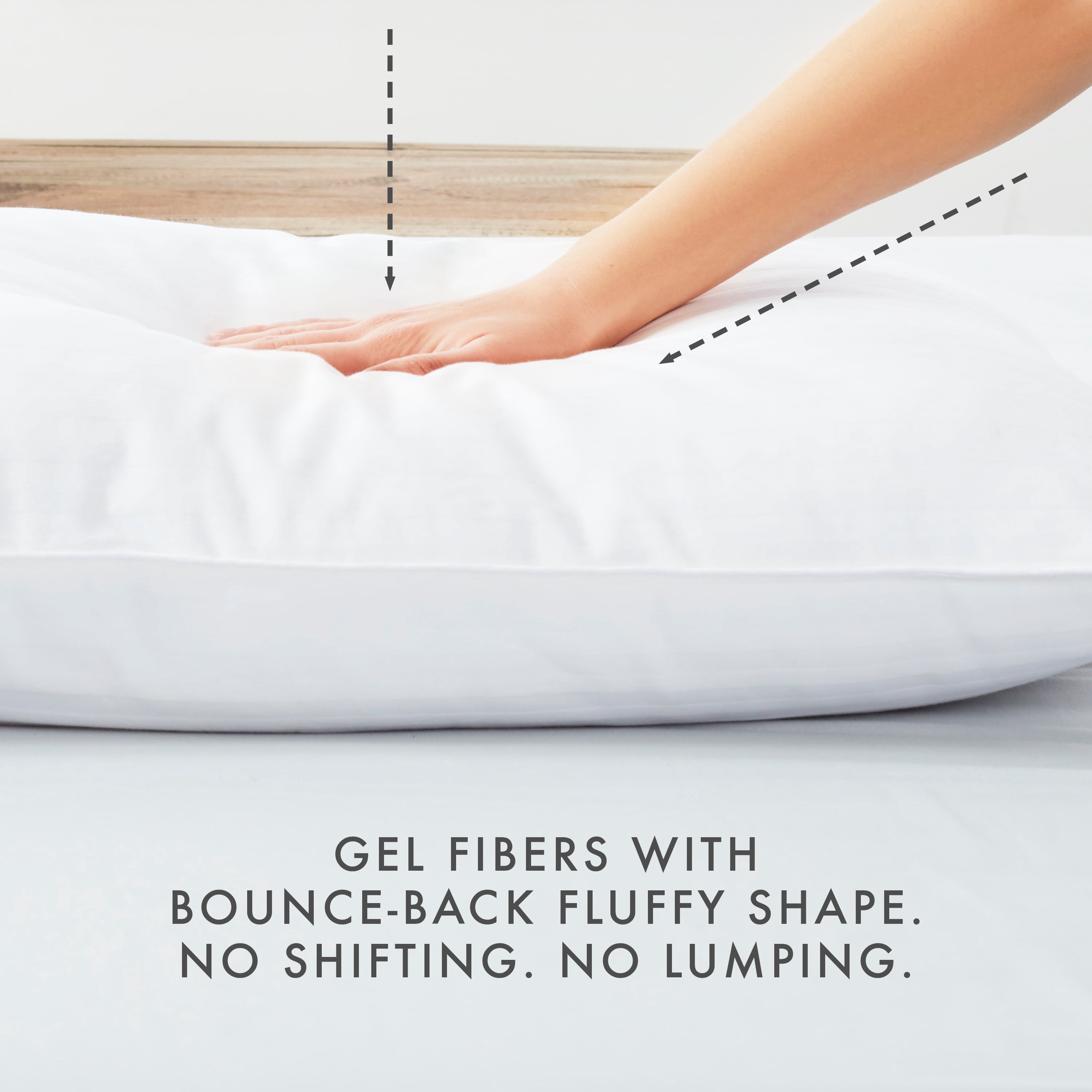 Noble Linens Cooling Luxury Gel Fiber Pillows with 100% Cotton Cover (Set of 2), Queen, White