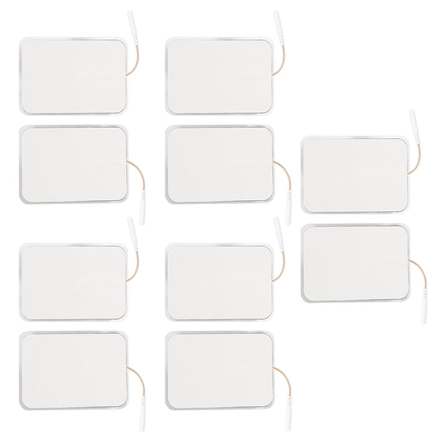 10 parches de electrodos de 7 x 10 cm, almohadillas de repuesto reutilizables para unidad TENS, hidrogel adhesivo para electroterapia, apertura de 2,5 mm/0,098 pulgadas