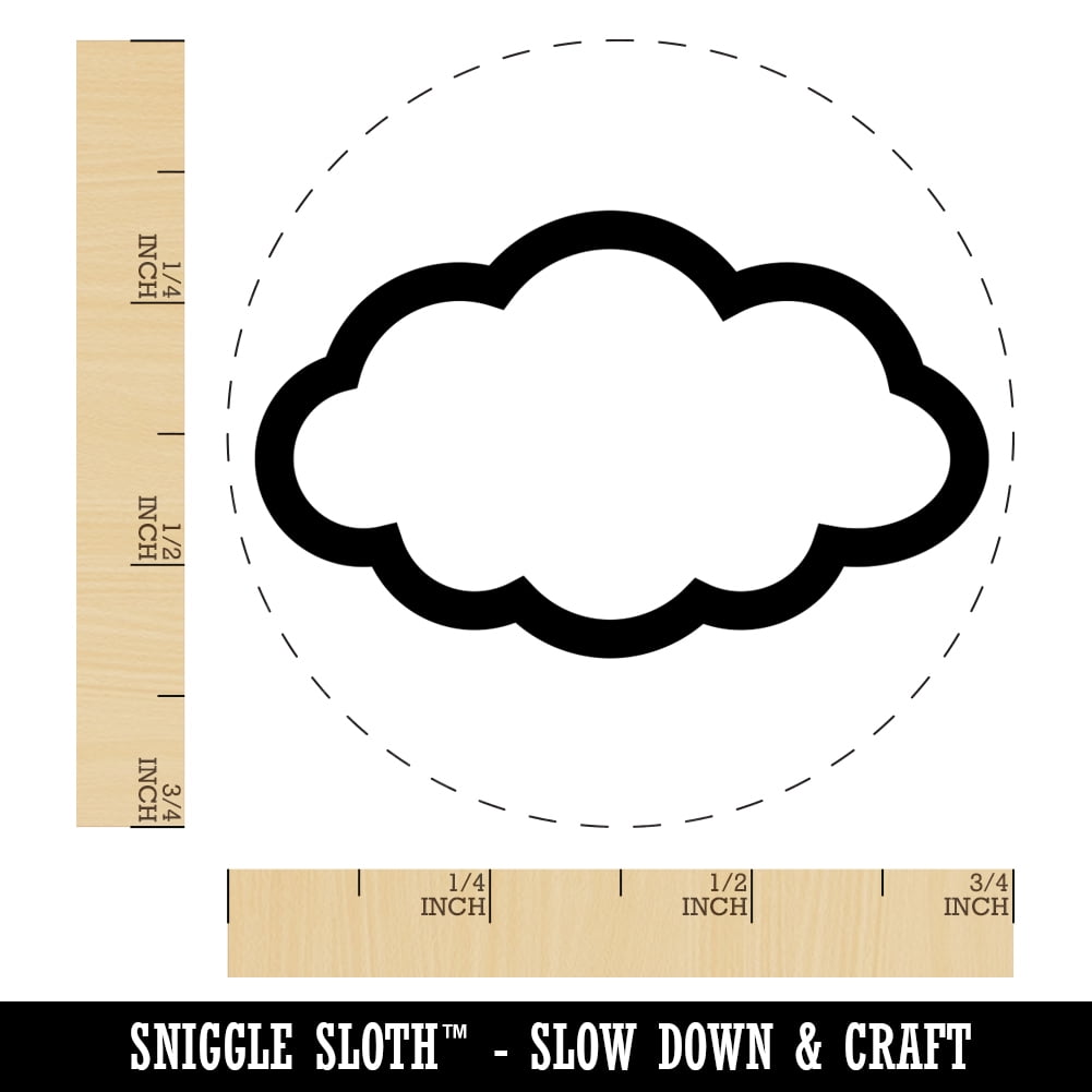 Cloud Outline Self-Inking Rubber Stamp Ink Stamper - Blue Ink - Small 3/4 Inch