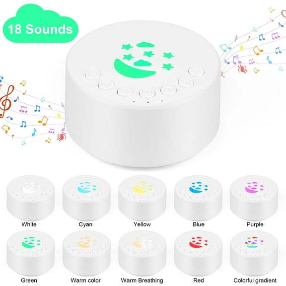 EEEkit White Noise Sound Machine, Portable Sleeping Sound Machine  with 10 Colors Night Light and 18 Soothing Sounds